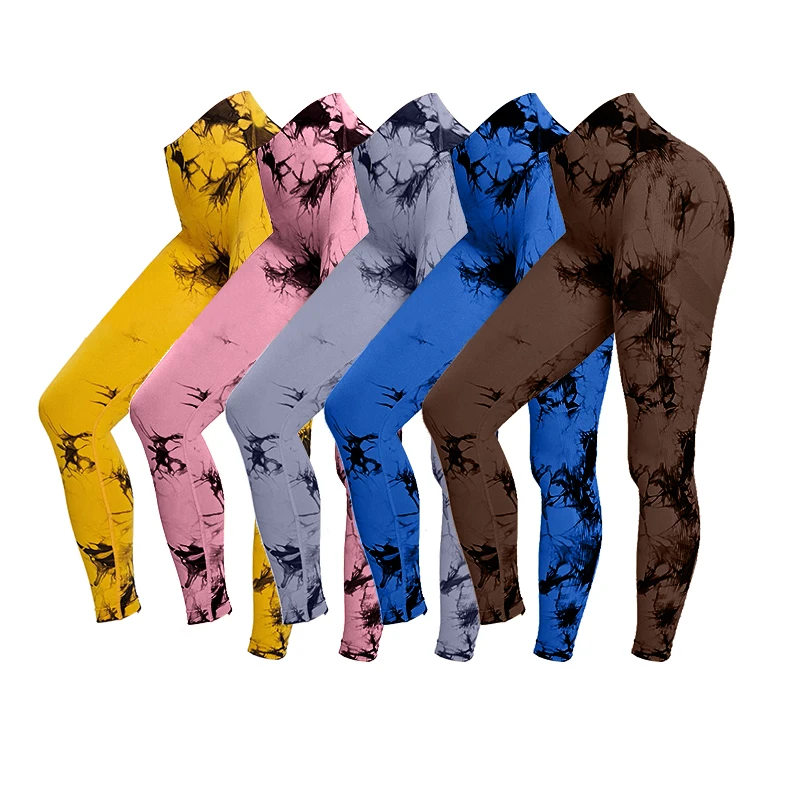 Pantalones de Yoga Tie Dye para mujer, mallas deportivas sin costuras de cintura alta, Push Up, mallas de entrenamiento para Fitness, ropa de gimnasio, novedad de 2023