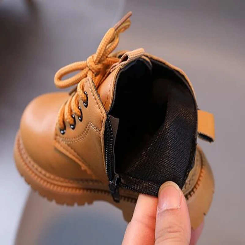 2024 Autumn Winter Kids Fashion Baby Girls Leather Girls Boots Comfortable Breathable Princess Soft Soled Boys Boots 1-3 Years