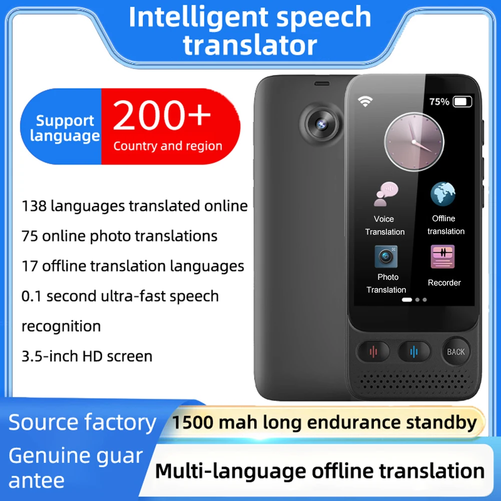 Language Translator Device with 138 Languages Two-Way Language Translator Offline In Real Time Smart AI Voice Photo Translator