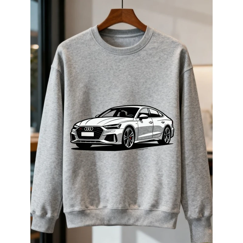 يتم بيع سويت شيرت Audi المعتمد الرسمي برقبة دائرية مع طباعة صور السيارة لموسم الخريف والشتاء الجديد بشكل جيد #1