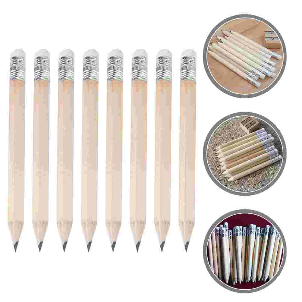 60 Pcs Short Pencil Exquisite Appearance Pencils Pupil Mini Kids Writing Basswood Erasable Beginner