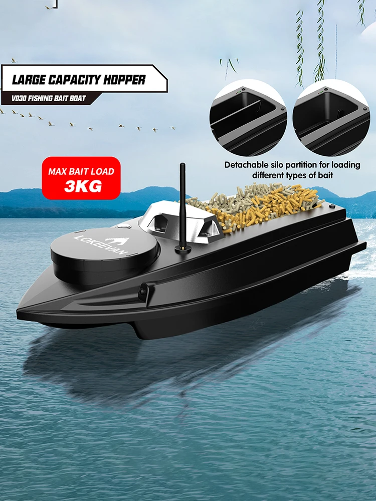 12V GPS Futterboot mit Fernbedienung, 9 Futterstellen, 180 Positionierungspunkte, 800m Reichweite, 3kg Ladekapazität, automatische Fahrt, ferngesteuertes Köderboot