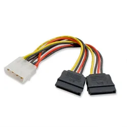 4Pin IDE Male Molex to Dual SATA 15pin Female 4-pin Y Splitter Adapter Hard Drive Power Supply Cable