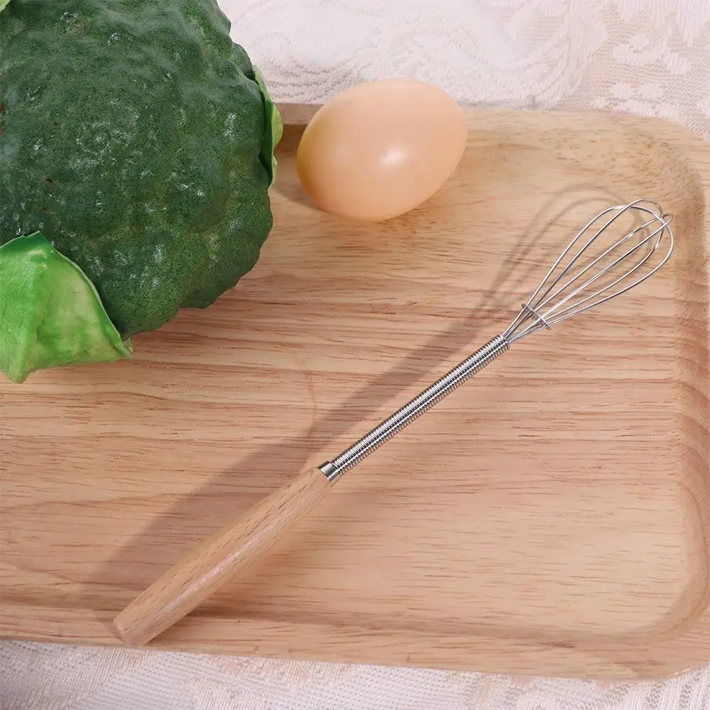 

Multifunction Stainless Steel Egg Beater Useful Wooden Handle Hand Egg Beater Portable Manual Egg Beater Cooking