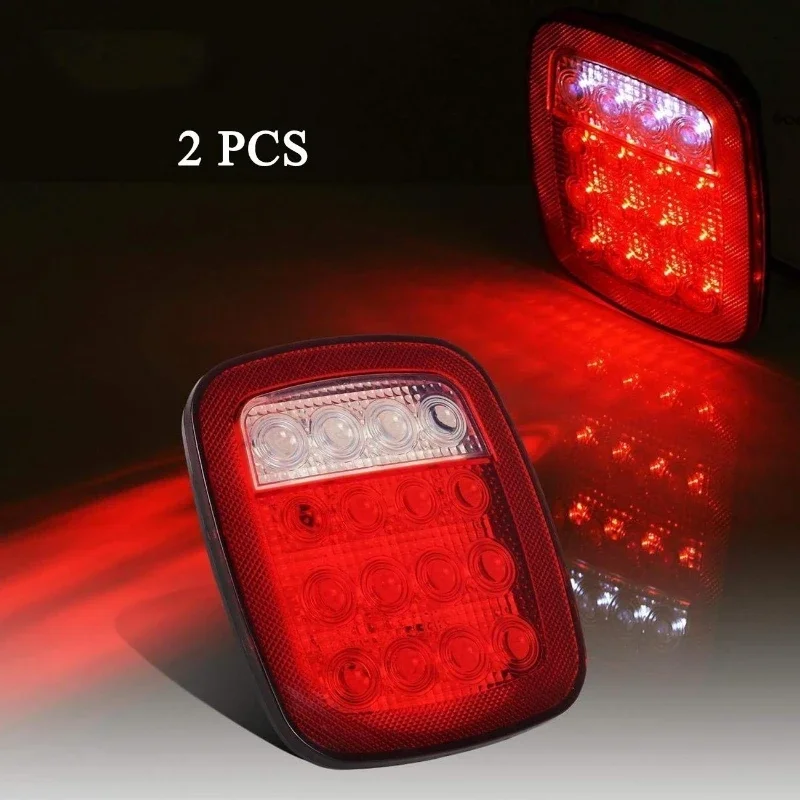 16LED 12V Truck Trailer Stud Mount Stop Turn Tail Light Universal Tail Lamp（Red/White Dual Colors ）