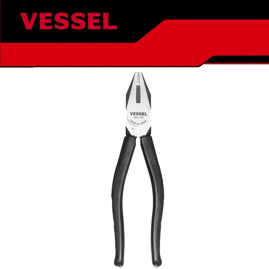 Genuine VESSEL Electrical Cutter Plier Combination Pliers Strong Steel Wire Pliers 175mm Professional Cables Wire Cutter HPL-175