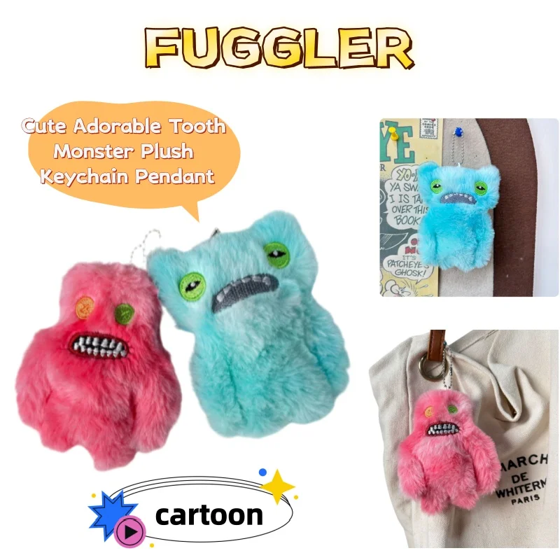 FUGGLER Cute Cartoon Cute Tooth Monster Keychain Ugly-Cute Doll Figure Pendant Cute Tooth Monster Treasure Screaming Plush