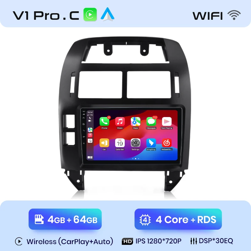 Draadloze CarPlay Android 13 Auto Radio Voor Volkswagen Polo Mk4 IV 2001-2009 2011 Auto Multimedia Speler GPS 2din Autoradio Stereo