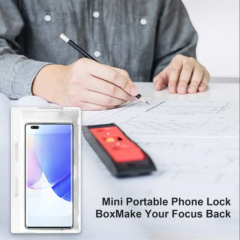 Transparent Self-Control Timer Phone Lock Box Portable Self-Discipline Device for Internet Addiction Control for Students