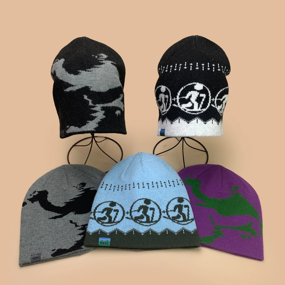 الأمريكية الرجعية الجاكار سكيتبوارد دوامة قبعات منسوجة جديد الرجال النساء الدافئة الهيب هوب موضة عادية تنوعا الشارع ins Beanies #1