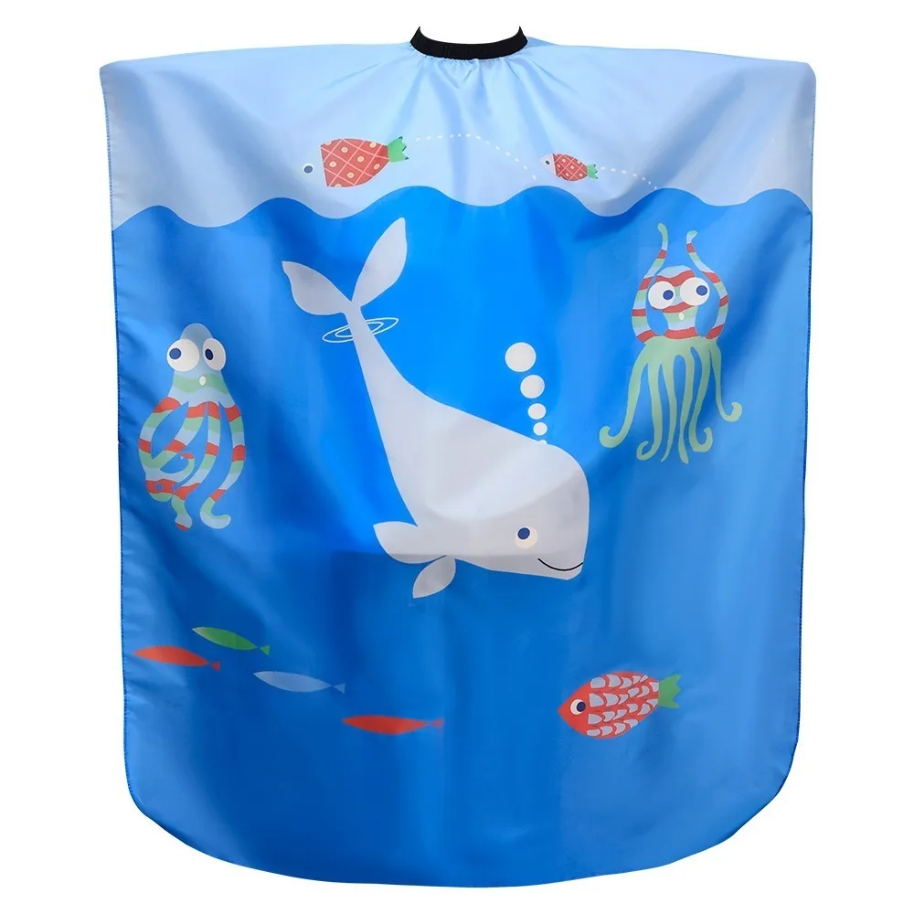 

Marine Animal Cartoon Haircut Cape Professional Barber Wrap Children Hairdresser Cape Soft Cute Waterproof Cutting Gown