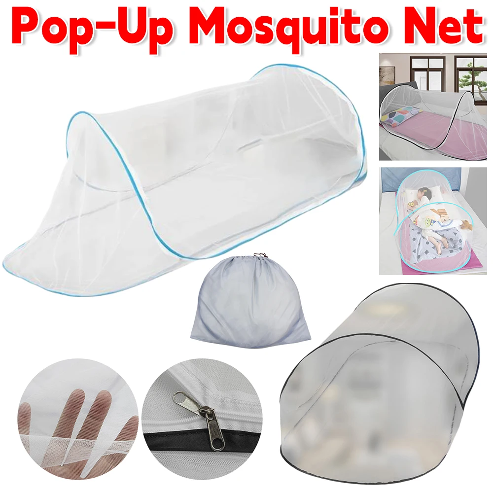 Pop-Up Mosquito Net with Zipper Summer Folding Bed Mosquito Net Tent Camping Anti-mosquito Netting for Outdoor Travel