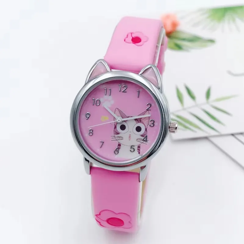 UTHAI CQ86 Kids watches Children's Watch Warm Little Cute Cat Fresh Cheese Private House Cat Cute Cartoon Student Quartz Watch