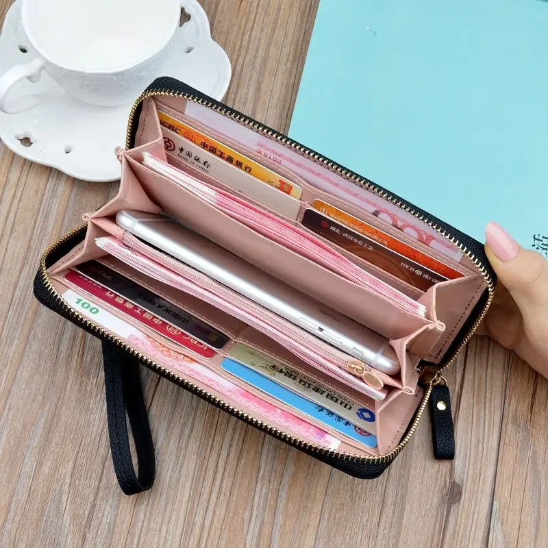 Dompet Kartu Kulit Desain Fashion, Dapat Diukir Nama, Dompet Panjang Wanita dengan Ritsleting, Hadiah Hari Ibu yang Penuh Perhatian