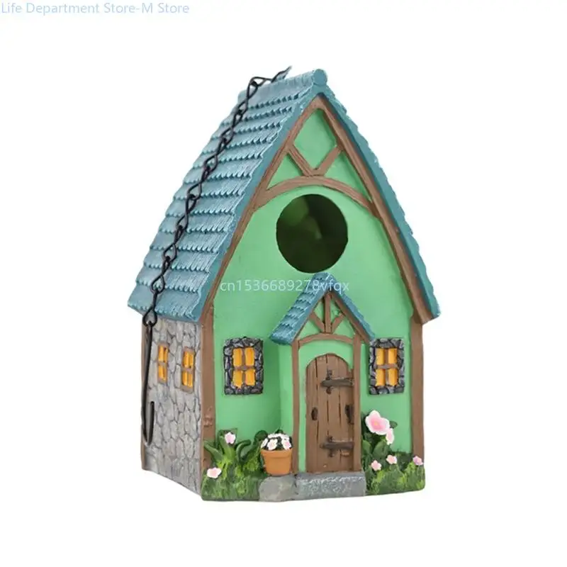 

Small Resin Hanging Bird Breeding Box Nest House for Garden Yard Shelter House