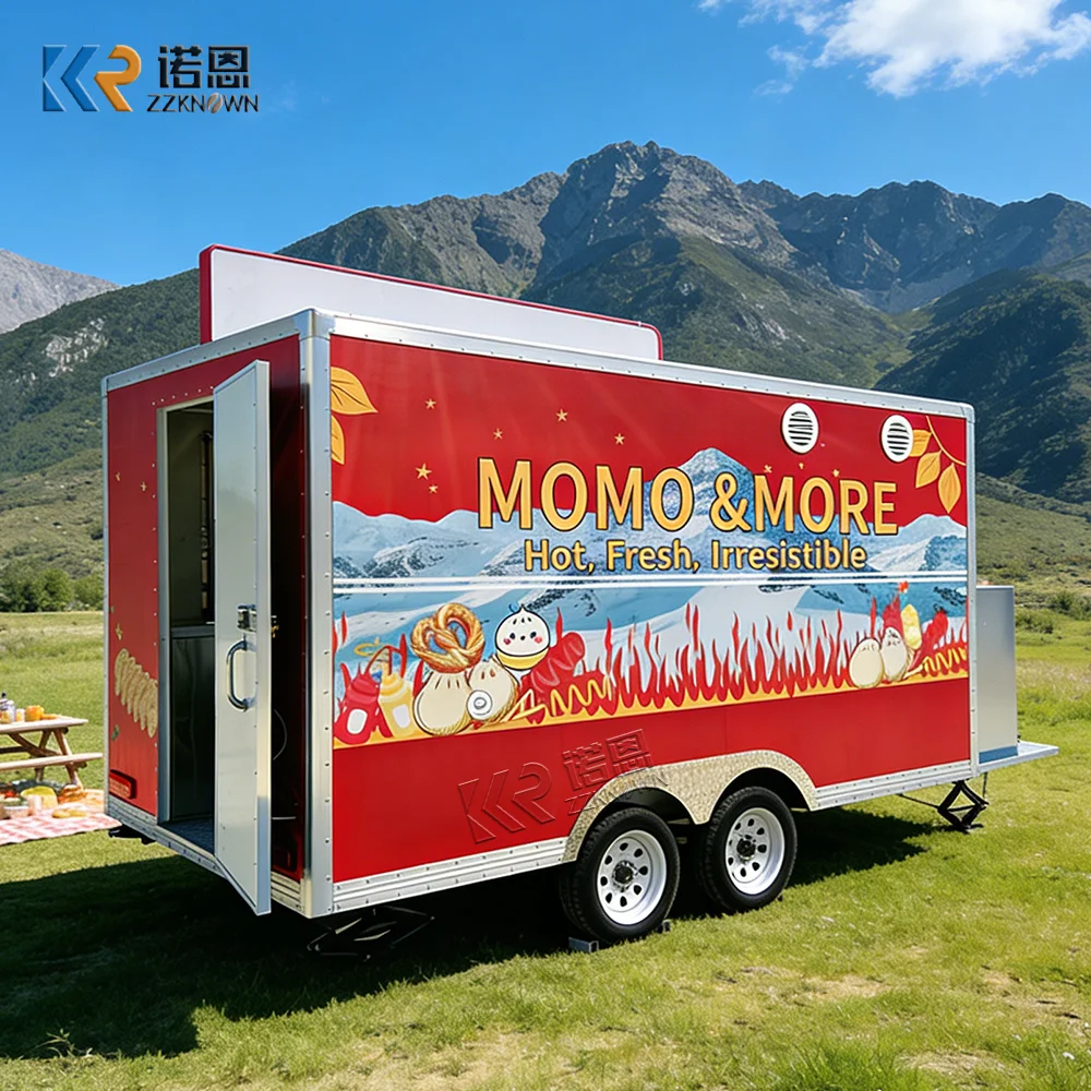 Custom Mobile Food Truck Catering Trailer Fiberglass Dual Axle Concession Trailer Full Kitchen Mobile Food Trailer