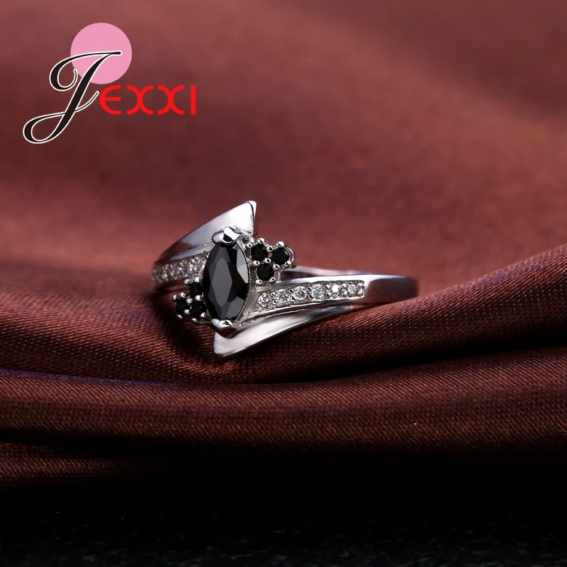 Brand New Design Four Colors Real 925 Sterling Silver Fashion CZ Crystal Engagement Rings For Women Party Ring Jewelry