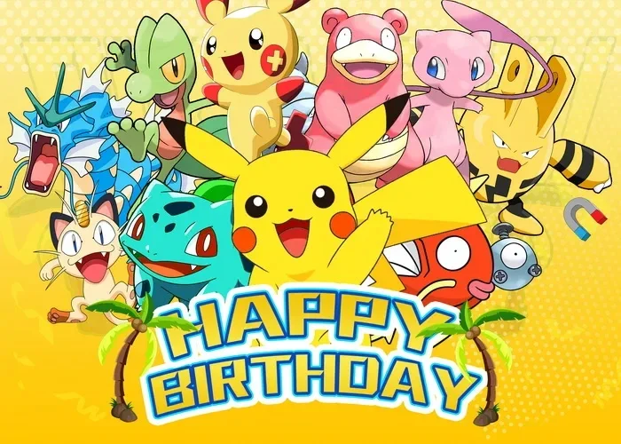 Happy Birthday Party Pokemon Backdrop Decoration Kids Boy Baby Shower Pikachu Anime Photography Background Banner Vinyl Poster