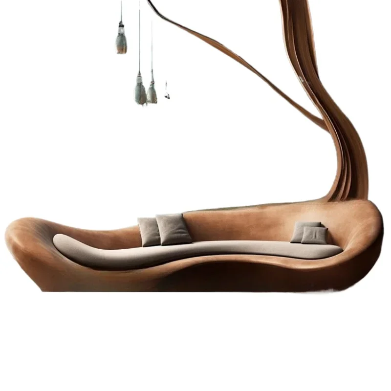 Sofa living room new medieval special-shaped arti stic sense  arc caramel color creativity