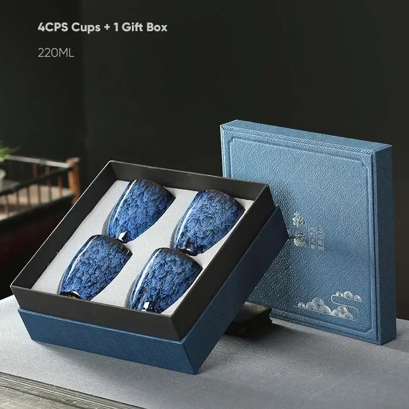 4PCS Ceramic Cups Coffee Ceramic Cup Pottery Cups Pottery Tea Cup Drinking Water Teacup With Gift Box Wholesale