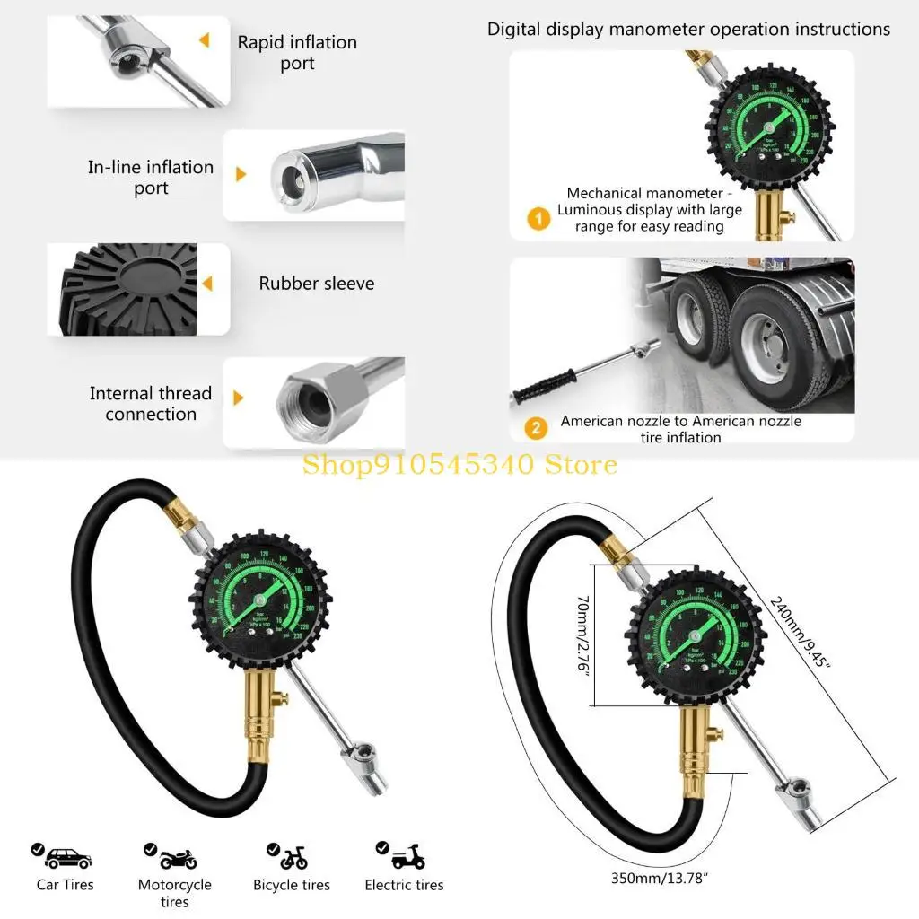 

U2JA Digital Tire Pressure Gauge Backlit Car Tire Pressure Monitor Tool for Tire 230PSI Tire Pressure Checker