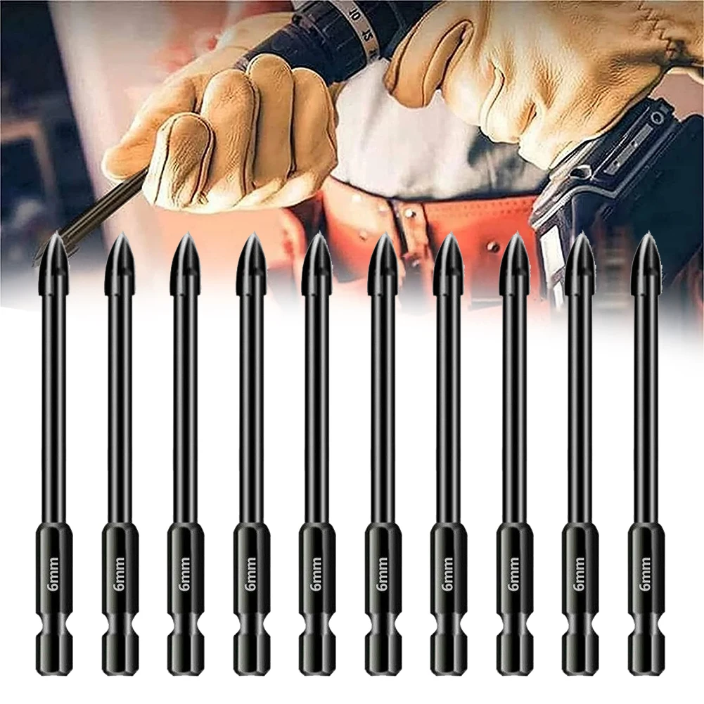 Imagem -04 - Spear Cabeça Brocas Tungstênio Metal Duro Porcelana Mármore Cerâmica Vidro Tijolo Hex Shank Ferramentas Manuais mm 10 Pcs Profissional