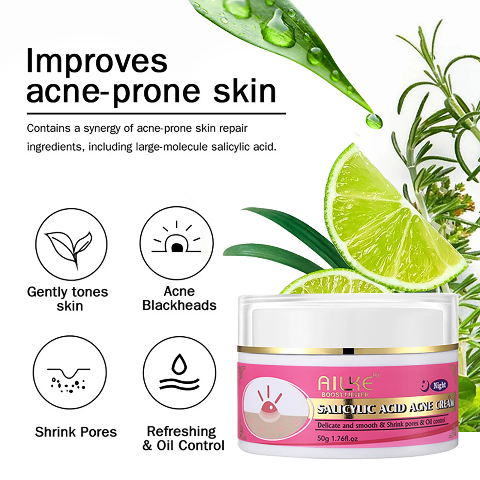 AILKE Acne Remove Facial Cream, Cleanses Skin, Cleaning Stains. Refreshing, Non-Greasy, Suitable For Women and Men