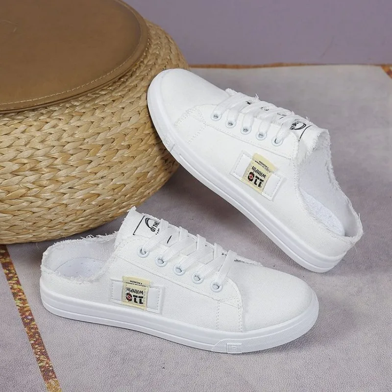 2024 New Ladies Sneakers Comfortable Breathable Canvas Shoes Fashion Lace Up Flat Ladies Casual Shoes Brand Shoes for Women