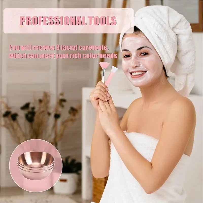 【FLASH DEAL】For Spa Party Favor Esthetician Supplies-9 Pcs Facial Supplies Set-Mixing Bowls With Brush& For Spatula