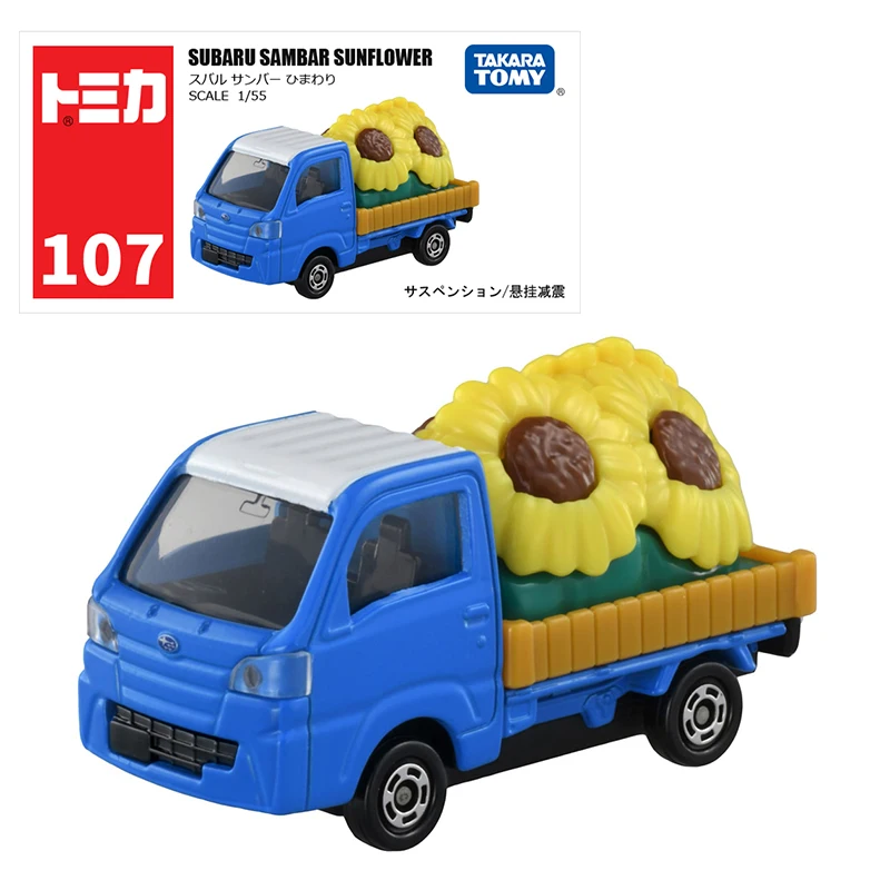 Takara Tomy Tomica No.107 Subaru Sambar Sunflower Scale 1:55 Car Model Replica Series Children Christmas Gifts Boy Toys