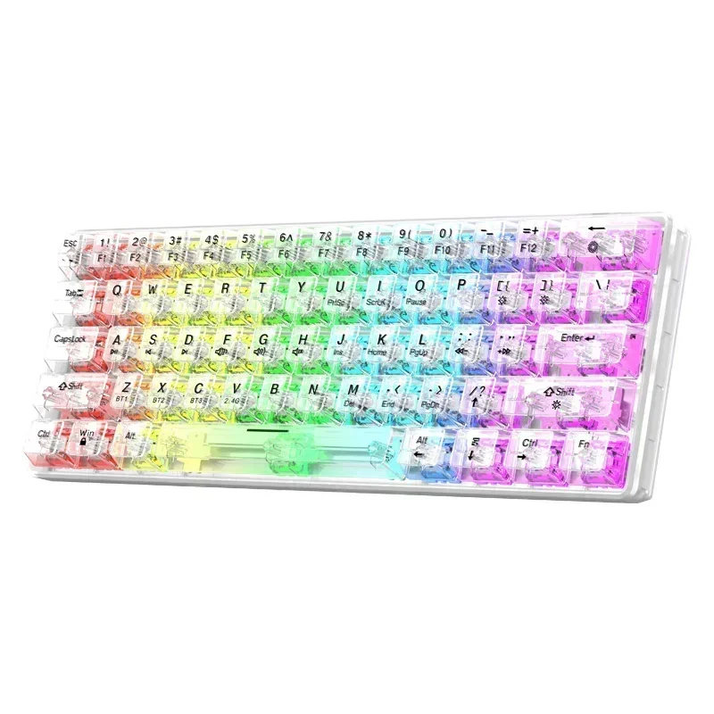 K30 Pro Bluetooth 2.4G Wireless Wired 3-mode Transparent Mechanical Keyboard White Axis Customized Hot-swappable RGB Backlight