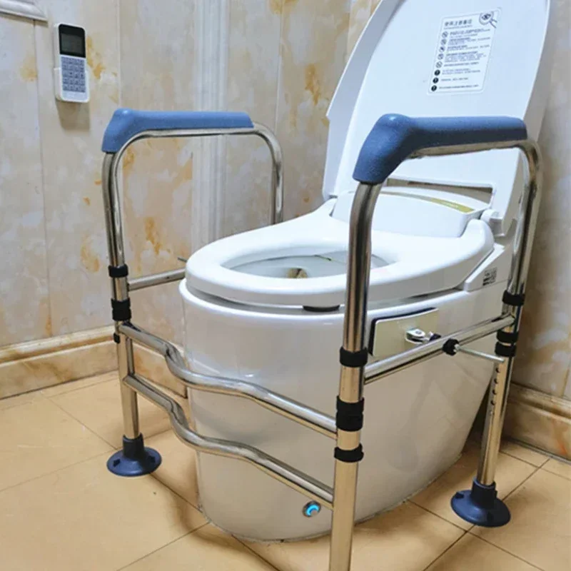 

z Non Slip Stainless Steel Bathroom Armrest Frame Elderly Toilet Safety Seat Pregnant Woman Lavatory Support Structure