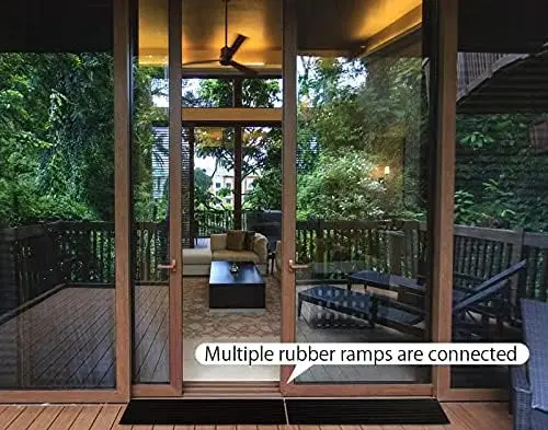 1.6인치 고무 휠체어 경사로 (문턱, 욕실용) - 블랙, 1500파운드(약 680kg) 지지