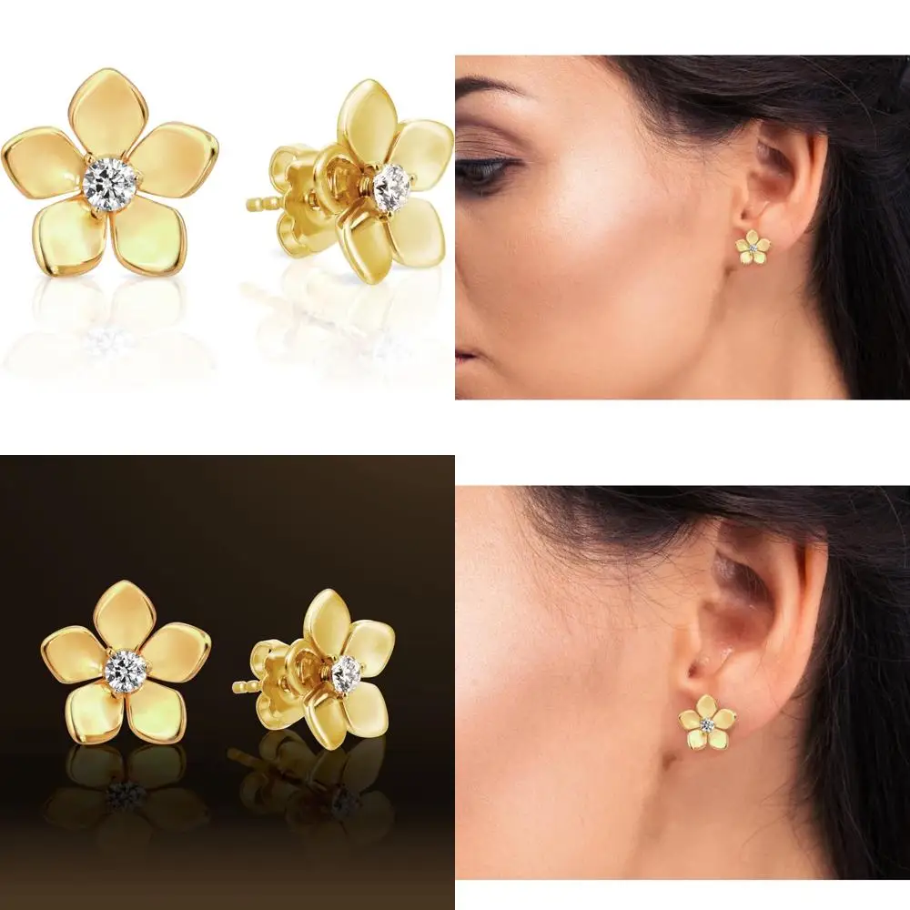 

Серьги с кубическим цирконием 12,7 мм, 0,41 карата, позолоченные шпильки для чувствительных ушей - Коллекция красоты Full Bloom