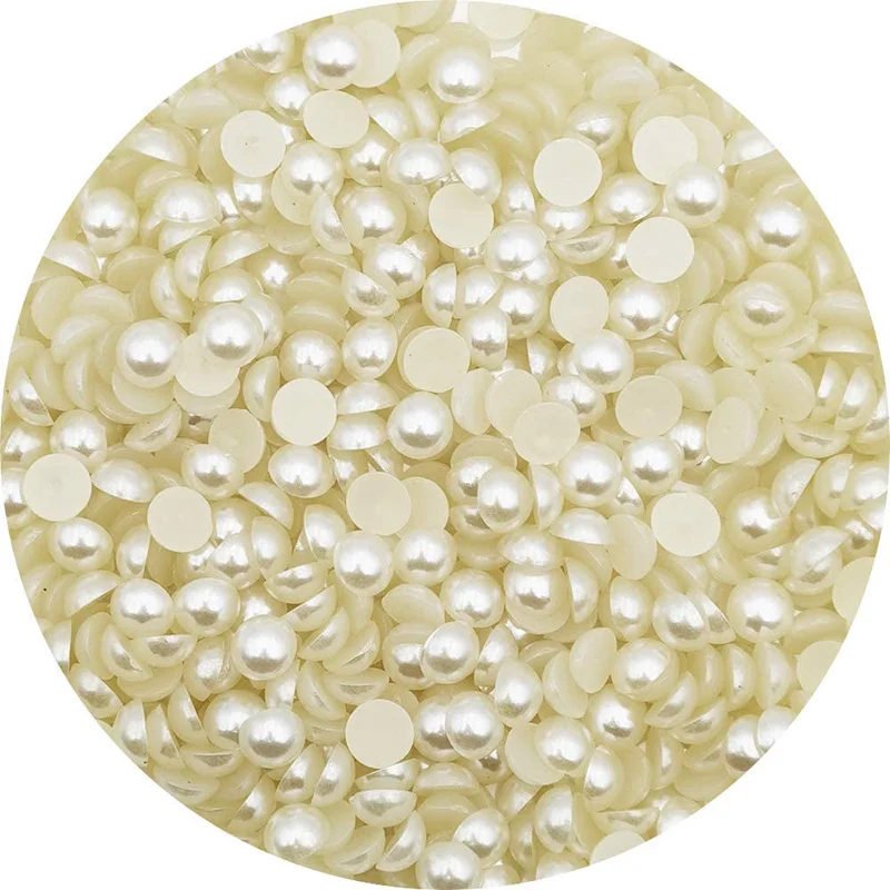 3-16mm Half Imitation Pearl Beads ABS Flat Back Half Round Ivory Pearl Loose Beads Plastic Pearl Bead for DIY Craft Jewelry Make