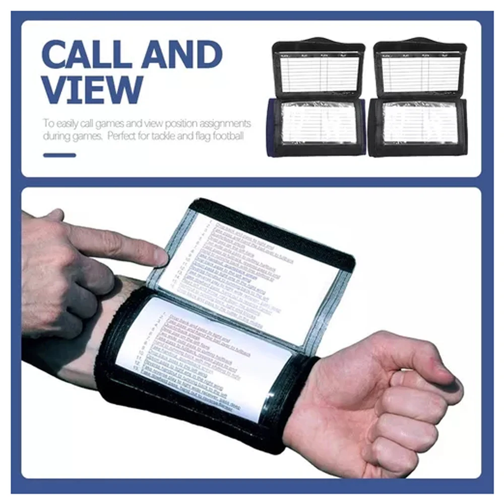 สายรัดข้อมือสำหรับเล่นฟุตบอลพร้อมหน้าต่างใส สมุดวางแผนการเล่นฟุตบอล บาสเก็ตบอล ซอฟต์บอลแบบมืออาชีพพร้อมสายรัดแขนที่มีความยืดหยุ่นดี