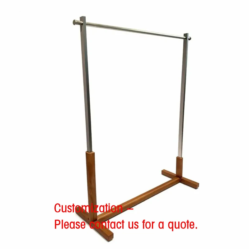 

custom.Garment Commercial Customized Stainless Steel Wood Color Clothes Stand Wood Clothing Display Racks Women Clothing Sto