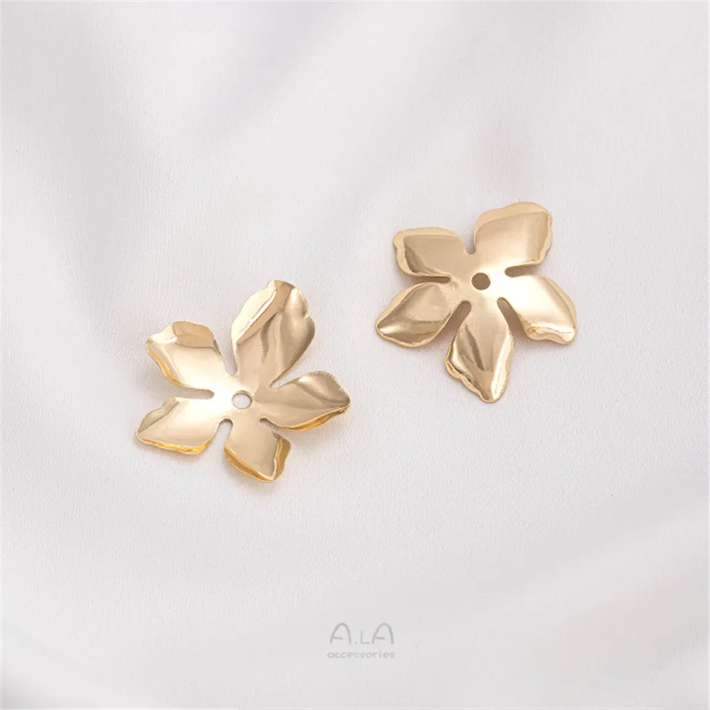 14K Real Gold Plated Handmade Stamen Petal Flower Piece Bead Cap DIY Handmade Jewelry Earring Material Flower Holder Accessories