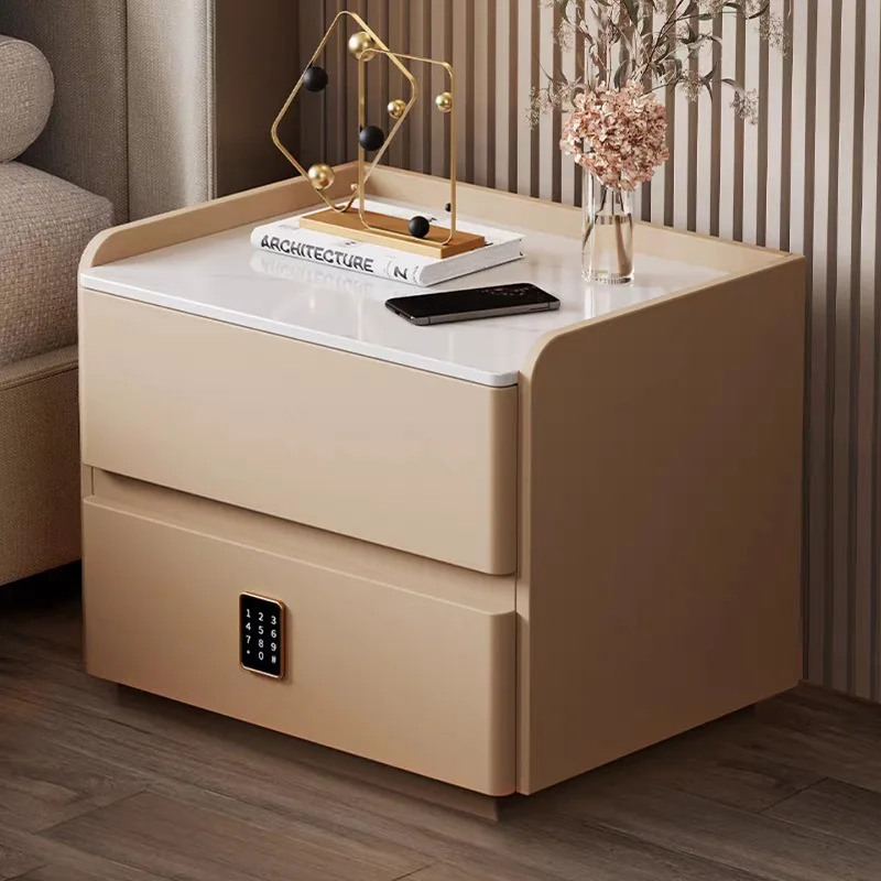 Smart Bedside Cabinet Solid Wood Bedside Cabinet Wireless Charging USB Interface Multifunctional Bedside Cabinet
