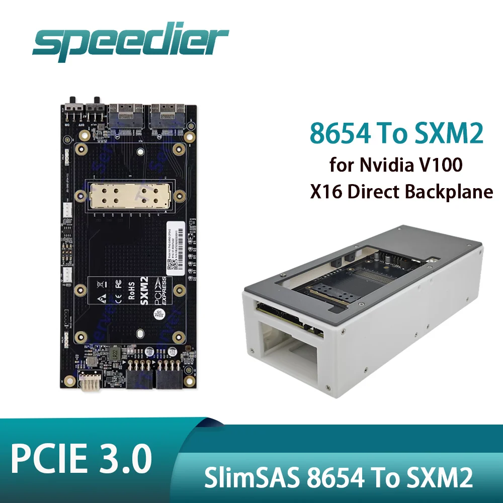 

SlimSAS 8654 To SXM2 Adapter Board X16 Direct Backplane for Nvidia V100 GPU eGPU PCIE 3.0 Support RGB Expansion Card / Cable
