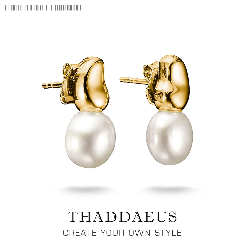 

Gold-plated Ear Studs with Freshwater Pearls Natural Beauty Fine Jewelry For Women Trendy Gift In Real 925 Sterling Silver