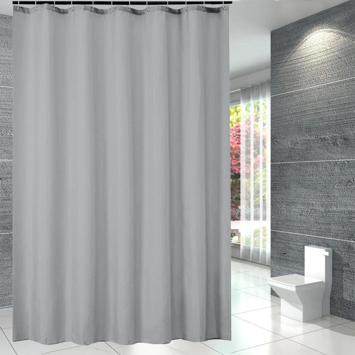 1pc Solid Color Waterproof Peva Bathroom Shower Curtain, Can Be Used As Shower Partition Curtain or Bathroom Window Curtain