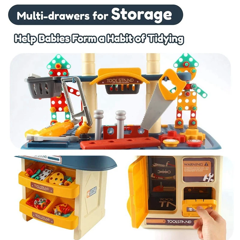 Kinder Werkzeug Bank Spielzeug Set Bau Spielzeug Werkbank Mit Bausteine Puzzles Kleinkinder Arbeit Shop Reparatur Toolbox