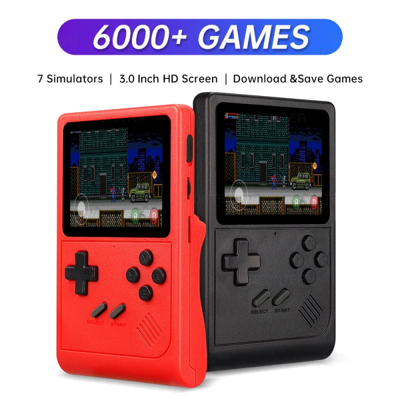 GB300 3.0 بوصة شاشة وحدة تحكم بجهاز لعب محمول لاعب لعبة فيديو وحدة تحكم مدمجة 6000 لعبة لـ SF/SFC/GB/GBA دعم مخرج AV