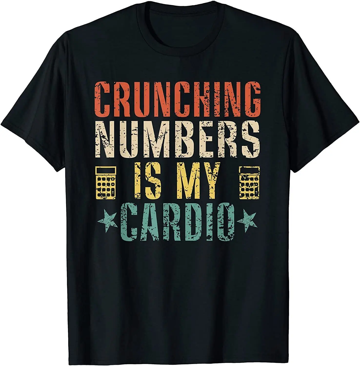 NEW! Crunching Numbers My Cardio Funny Accounting Vintage T-Shirt - MADE IN USA