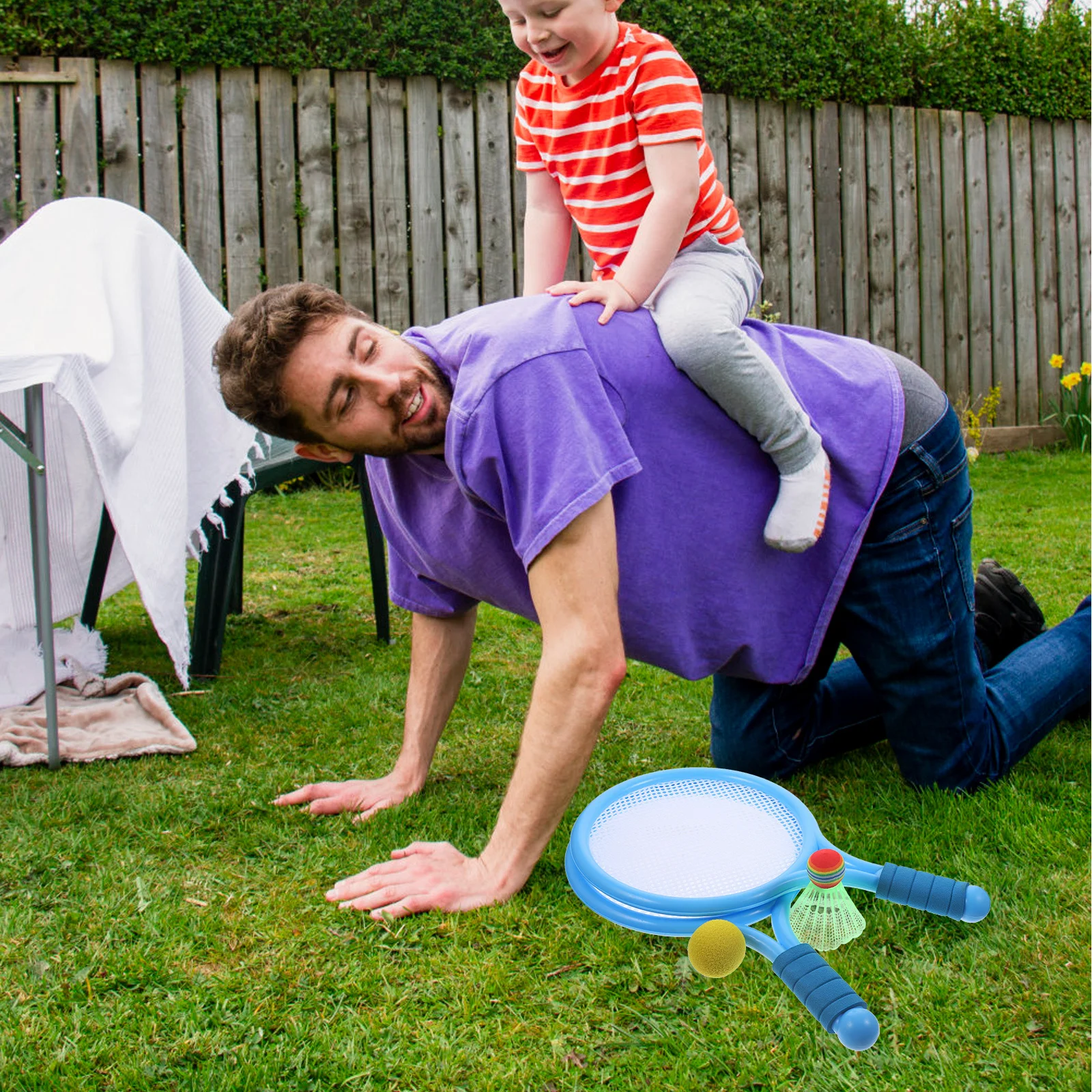 

2Pcs Tennis Racquet Set Lightweight Sturdy Net for Outdoor Indoor Fun Over 3 Develop Reaction Hand Eye