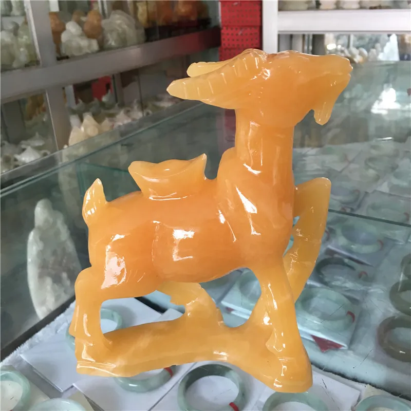 Beige Jade Zodiac Sheep Ornament Jade Ingot Sheep, Yellow Jade Ruyi Sheep, Home Living Room Decorative Craft Ornament