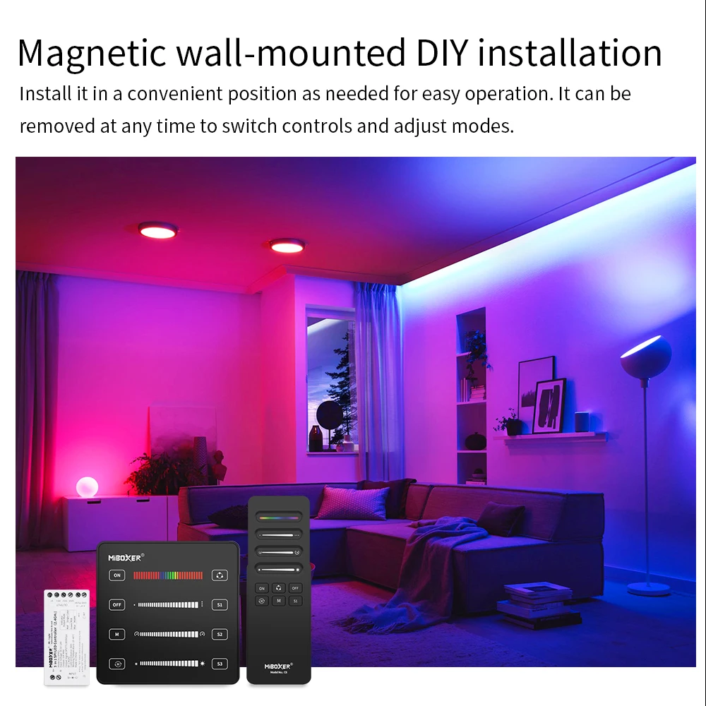 Controller LED Miboxer 2.4G 3 in 1 SPI monocolore/RGB/RGBW per WS2811 WS2812B WS2815 5050 Striscia LED DC5-24V