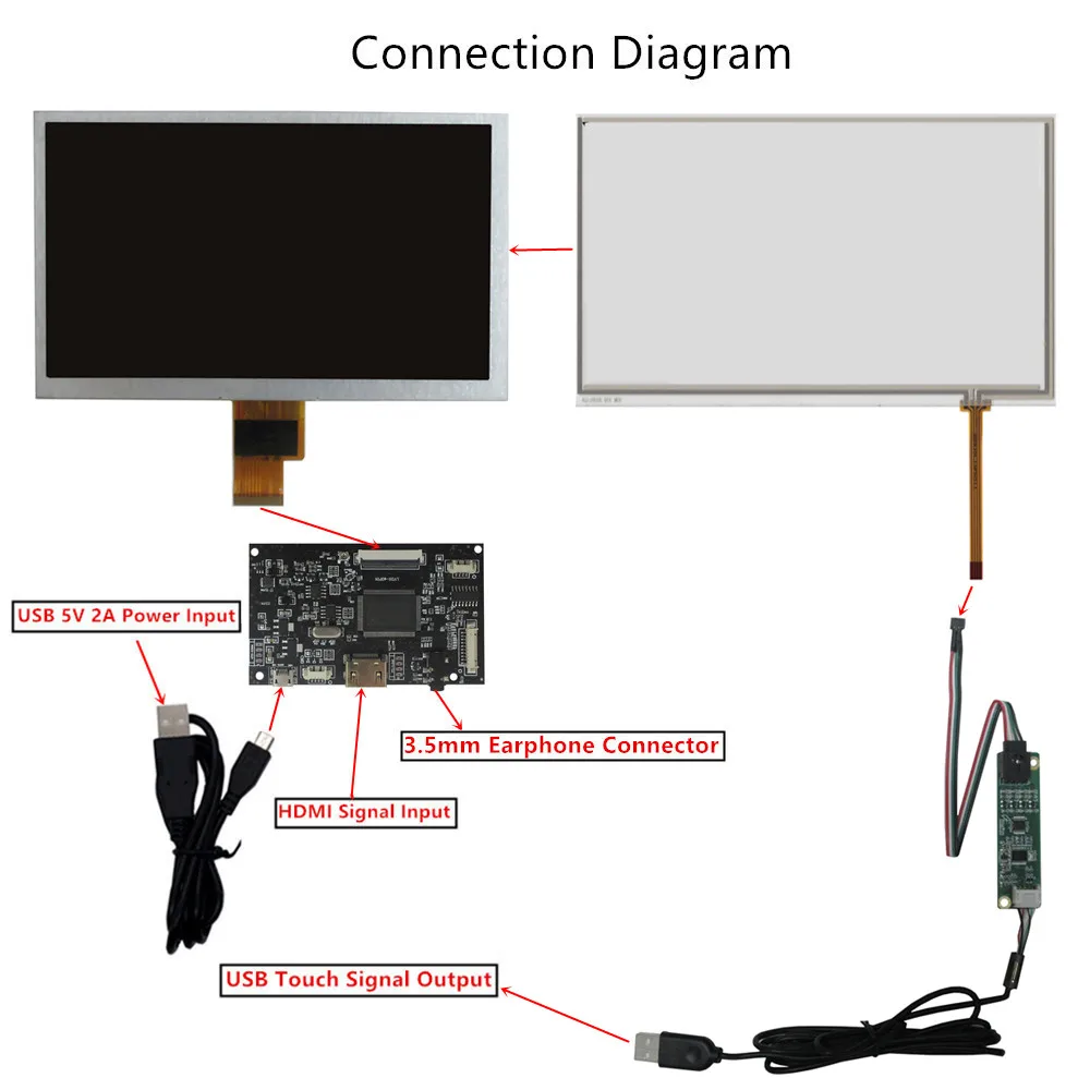 8 Inch ZJ080NA-08A LCD Display Screen Digitizer Touchscreen Panel DIY Monitor Kit Driver Control Board Audio HDMI-Compatible