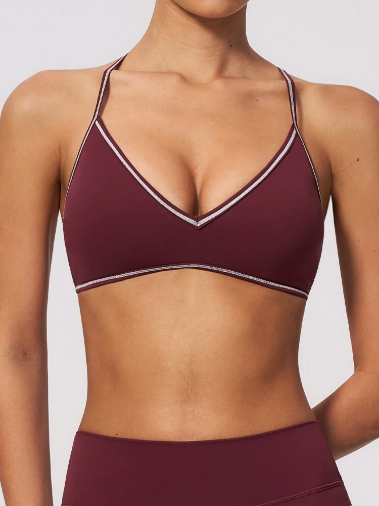 Summer Halter Yoga Bra Women Color Blocking Sports Underwear Gym Top Shockproof Fitness Push Up Workout Sports Bra Yoga Crop Top